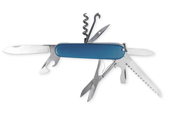 istock Multifunction army pocket folding knife isolated on white background 1978045766