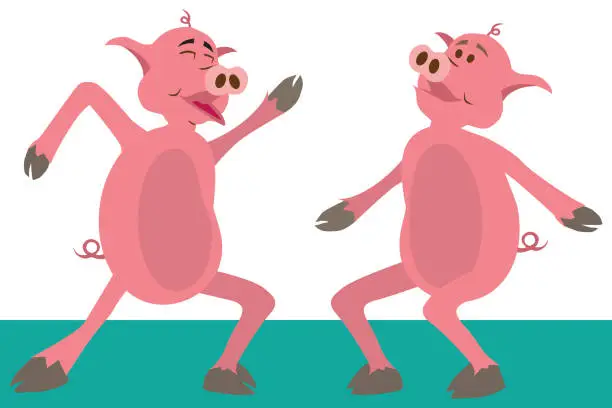 Vector illustration of Dancing Pigs