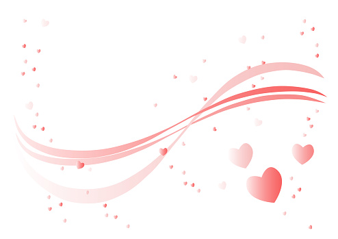 Background illustration with a flowing heart pattern. Vector illustration. White background.