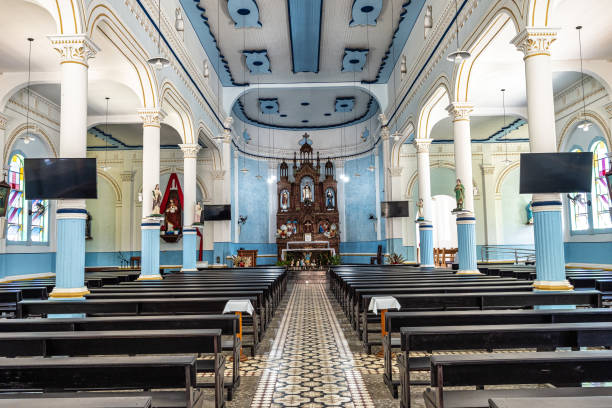 interior of church of saint virgilio at nova trento, santa catarina, brazil. - piazza nova stock-fotos und bilder