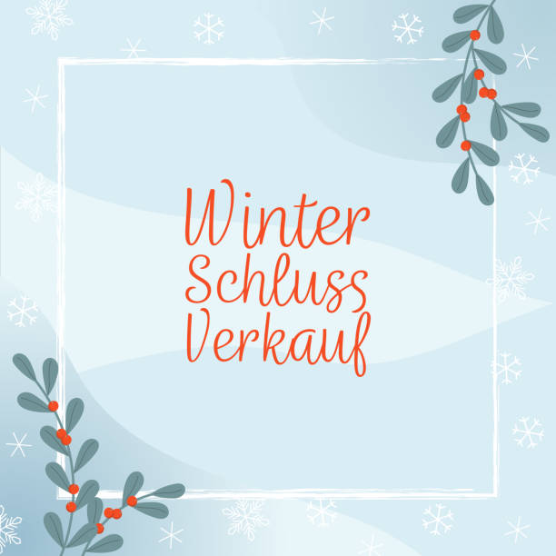 istock Winterschlussverkauf - text in German language - Winter Sale. Sales poster with berry branches and snow crystals. 1978072683