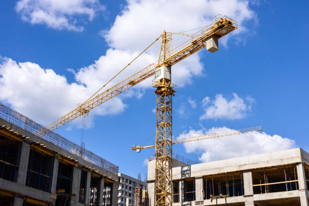 istock Tower crane near the residential building 1978080400