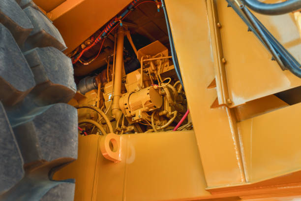 istock close up engine yellow mining truck and huge tire 1978086201