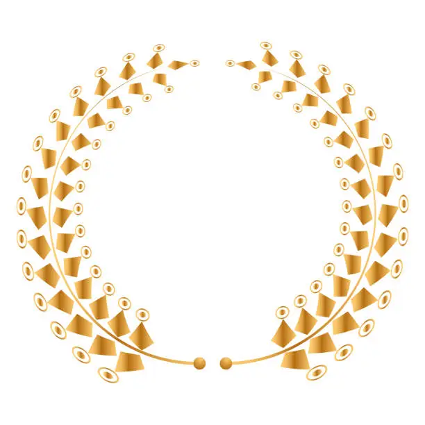 Vector illustration of Golden laurel wreath with gold leaf award or badge for the winner and champion