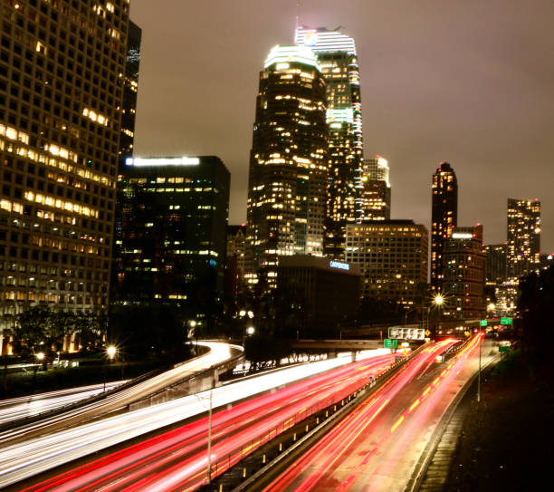 los angeles city scape - 4th street bridge ストックフォトと画像