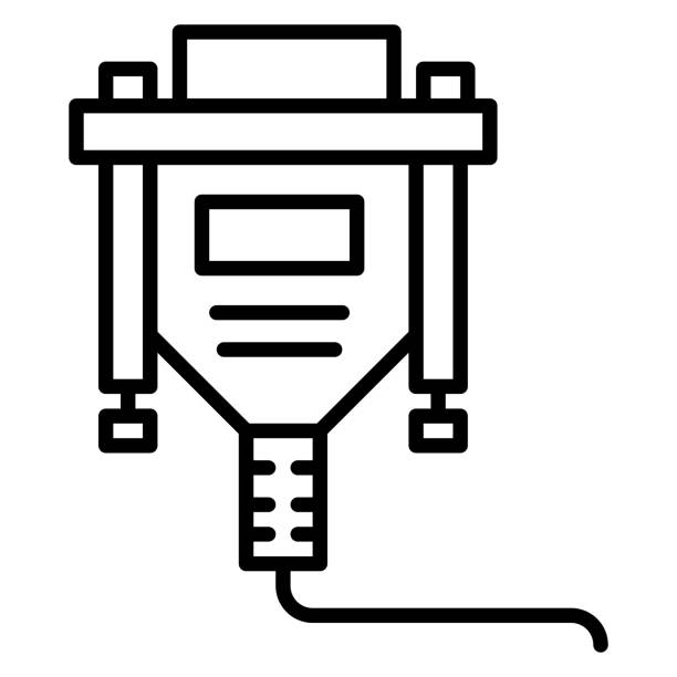 ilustraciones, imágenes clip art, dibujos animados e iconos de stock de vga cable icon - 18640