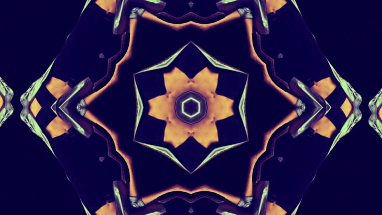 Kaleidoscope pattern spinning and swirling abstract background