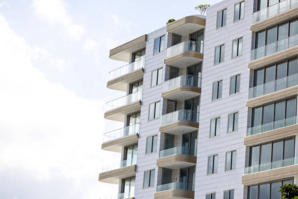 istock Construction of new, modern apartment building, background with copy space 1978222142