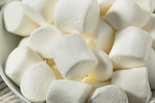 Organic Dry Big White Marshmallows in a Bowl
