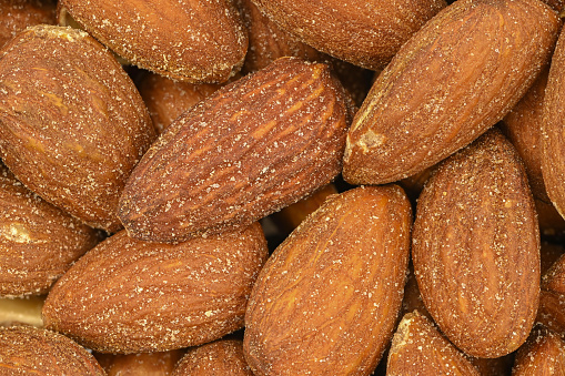 Close-up picture of roasted almonds