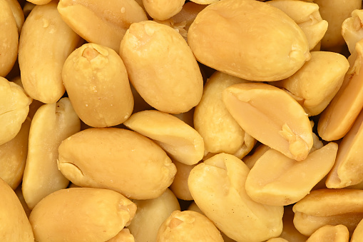 Close-up picture of peeled peanuts