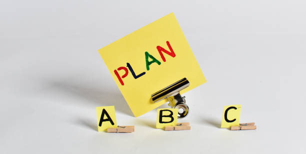 from plan a to plan b to plan c concept - beginnings letter b planning letter a ストックフォトと画像