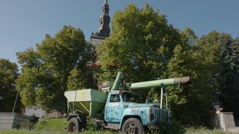 Vintage Truck with Missile in Green Park in Tallinn on Estonia