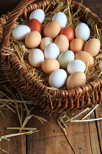 Brown and White Eggs in a Basket