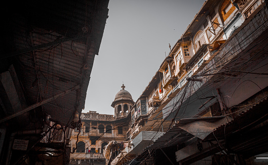 Architectural Wonders of Gadodia Market building at Khari Baoli which is a home to Asia's largest spice market located at Delhi, India.