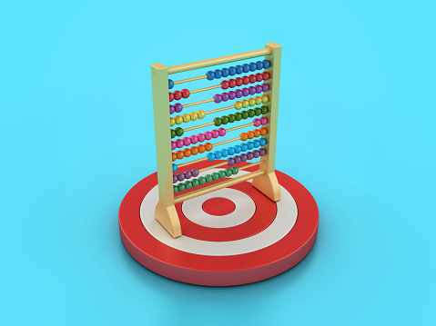 Abacus with Target - Color Background - 3D Rendering