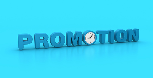 3D Word PROMOTION with Clock - Color Background - 3D Rendering