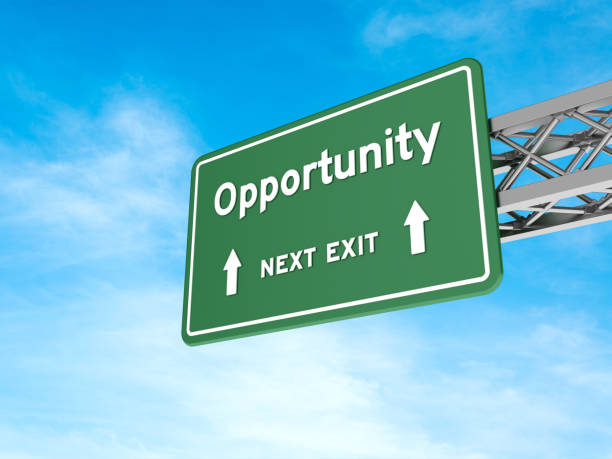 istock Highway sign with OPPORTUNITY on Sky 1978341315
