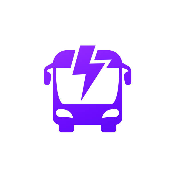 ilustraciones, imágenes clip art, dibujos animados e iconos de stock de icono de autobús eléctrico, transporte urbano limpio - shuttle bus vector isolated on white bus