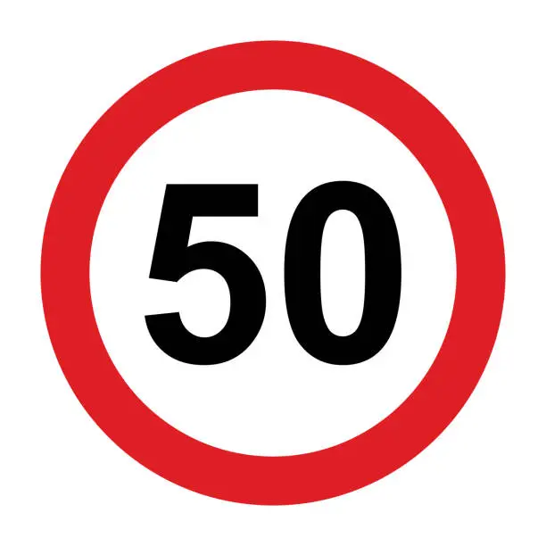 Vector illustration of Traffic sign speed limit 50