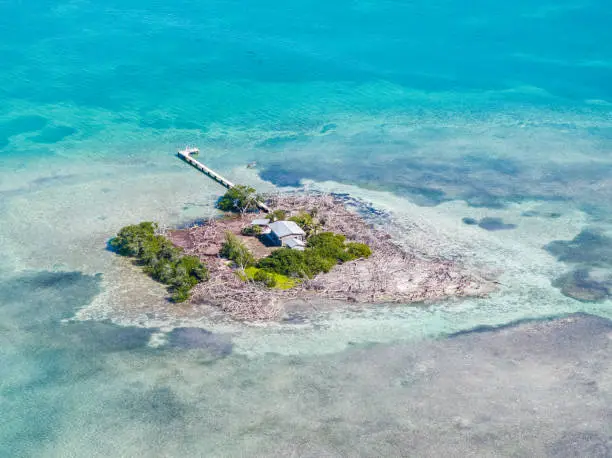 Aerial photo of remote island in the Florida Keys.