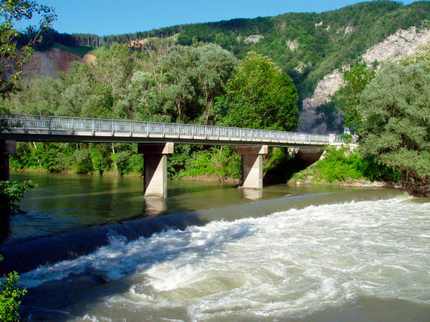 a concrete girder bridge as a structure that crosses natural obstacles for traffic and transport