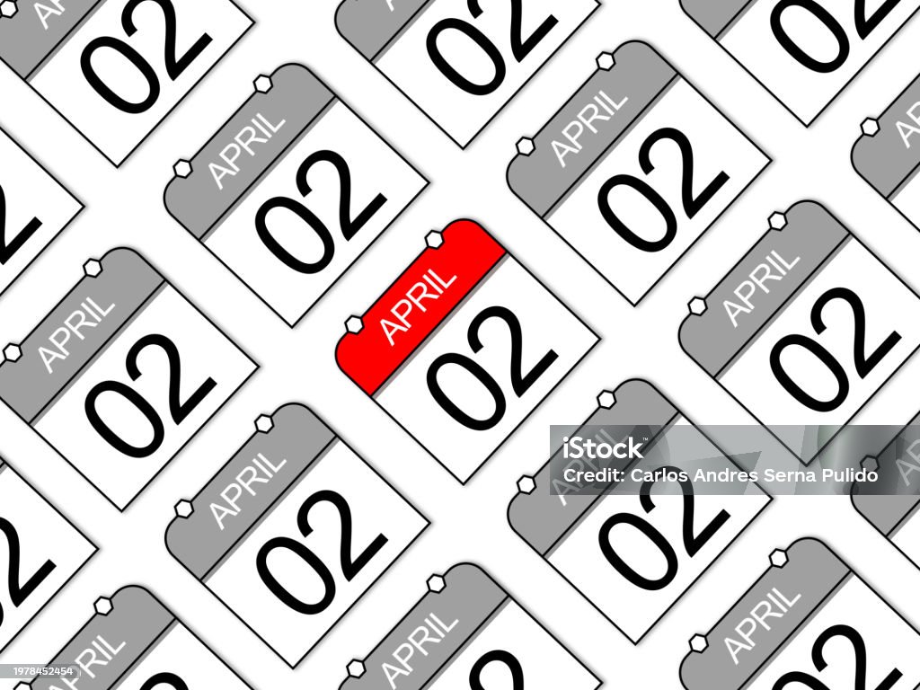 April 2 Events April 2 Daily Calendar Pattern Background Autism Day Stock Illustration ...
