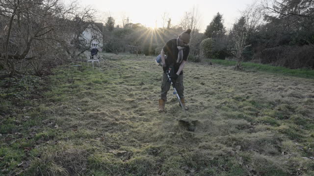 Strimming The Grass in Winter