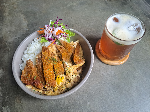 Beef Katsu Don And Honey Lime Tea. Food And Drink Menu