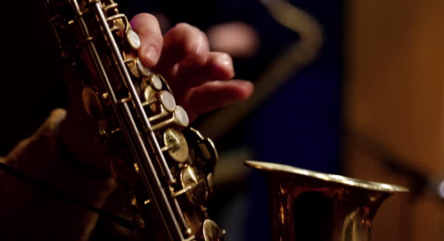 Playing live jazz concert: saxophone