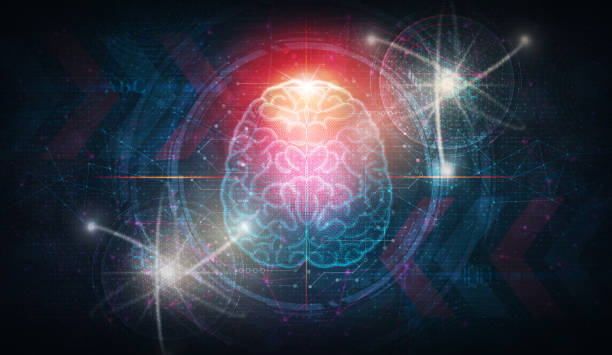 Quantum Machine Learning - Conceptual Illustration Quantum Machine Learning - QML - Area that Combines Quantum Computing with ML Techniques to Process and Analyze Data - Conceptual Illustration neural technology stock illustrations