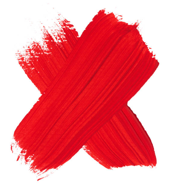 istock Red paint brush strokes crosswise on isolated background 1978541704