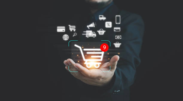 istock shopping online, order in online store, shopping on internet, ,Shopper using computer laptop to input order with trolley credit card delivery truck for online shopping and e-commerce technology. 1978668565