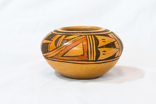 Hopi traditional handmade painted clay 5 inch bowl
