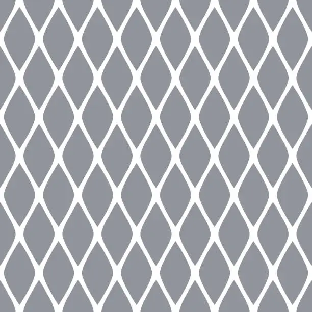 Vector illustration of White grid on a gray background. The diamond-shaped shape of the cells. Seamless geometric pattern.