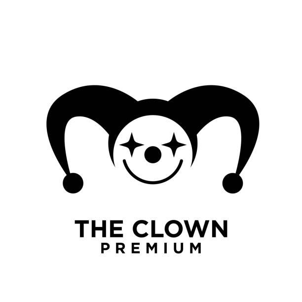 광대 머리 얼굴 아이콘 디자인 일러스트 레이 션 - jester joker clown silhouette stock illustrations
