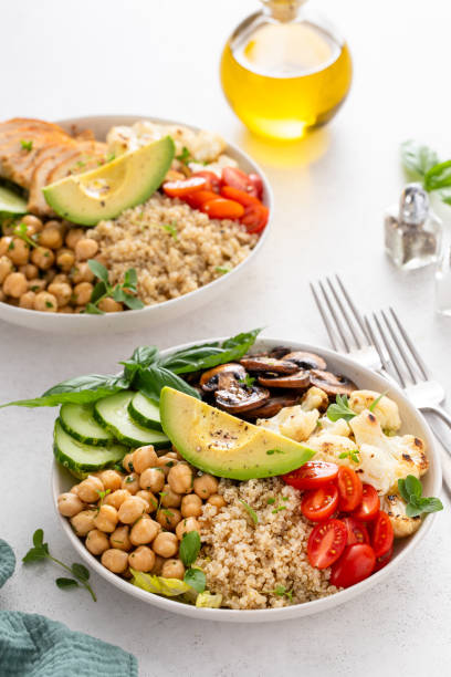 istock Healthy high protein lunch bowls, vegan and chicken options 1978756668