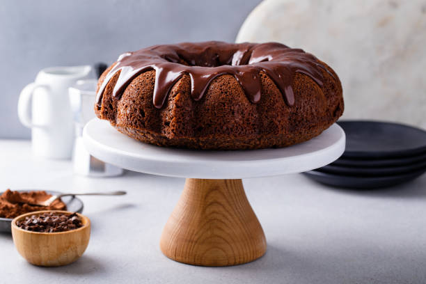 Chocolate bundt cake with chocolate ganache icing