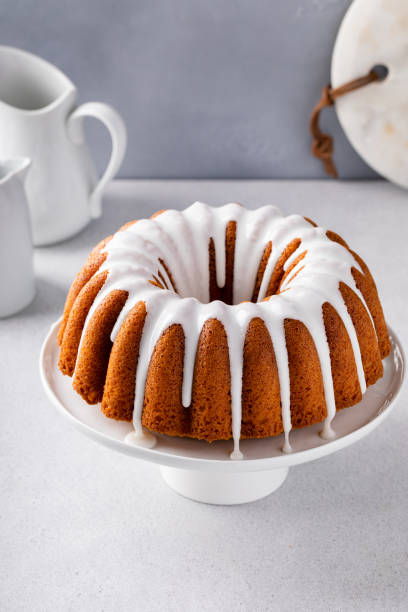 Vanilla bundt cake with sugar powder vanilla icing