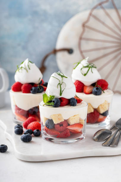 istock Pound cake and berries layered dessert in a cup, dessert in a glass 1978781266