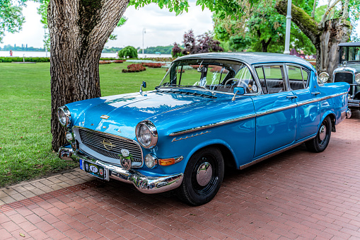 Sagres, Portugal - August 26, 2016: Classic cabrio car at Cape St. Vincent in Portugal