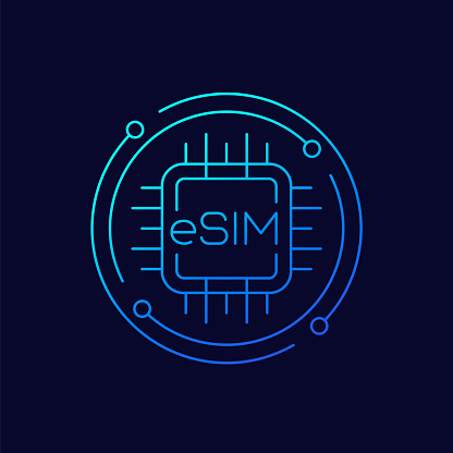 eSIM card icon, linear design
