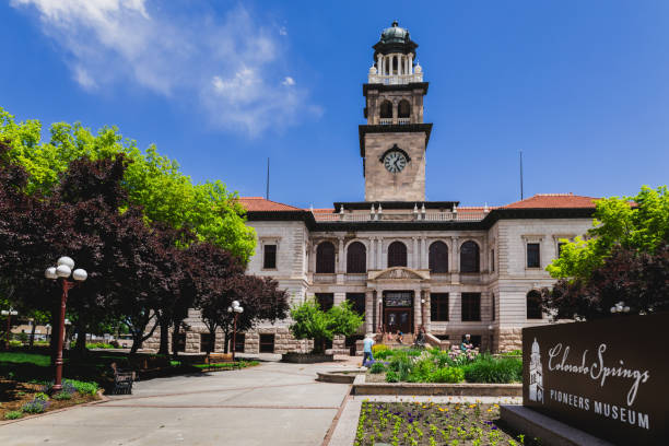 PIONEERS MUSEUM at Colorado Springs. Colorado Spring, CO, USA. May 24, 2023 : Front view of PIONEERS MUSEUM at downtown of Colorado Springs, Colorado. colorado springs city stock pictures, royalty-free photos & images