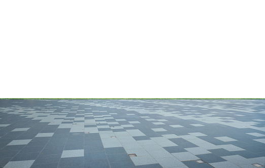 Empty brick floor isolated on white background