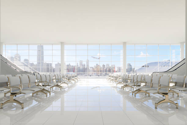 A group of mid adult Caucasian women with one holding a shoulder bag walks through an airport jet bridge, reflecting diverse travel dynamics and anticipation for the journey ahead.
