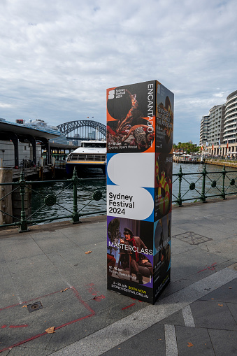 Sydney,NSW_January 10,2024
Sign for the famed Sydney Festival, Circular Quay Sydney.