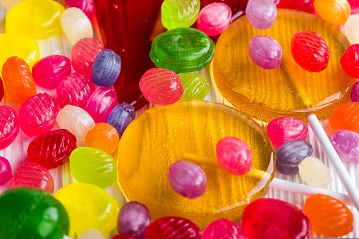 collection of colorful candies for background