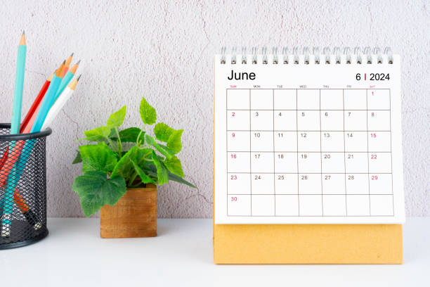 istock June 2024 Desk Calendar with pencil. 1978927998