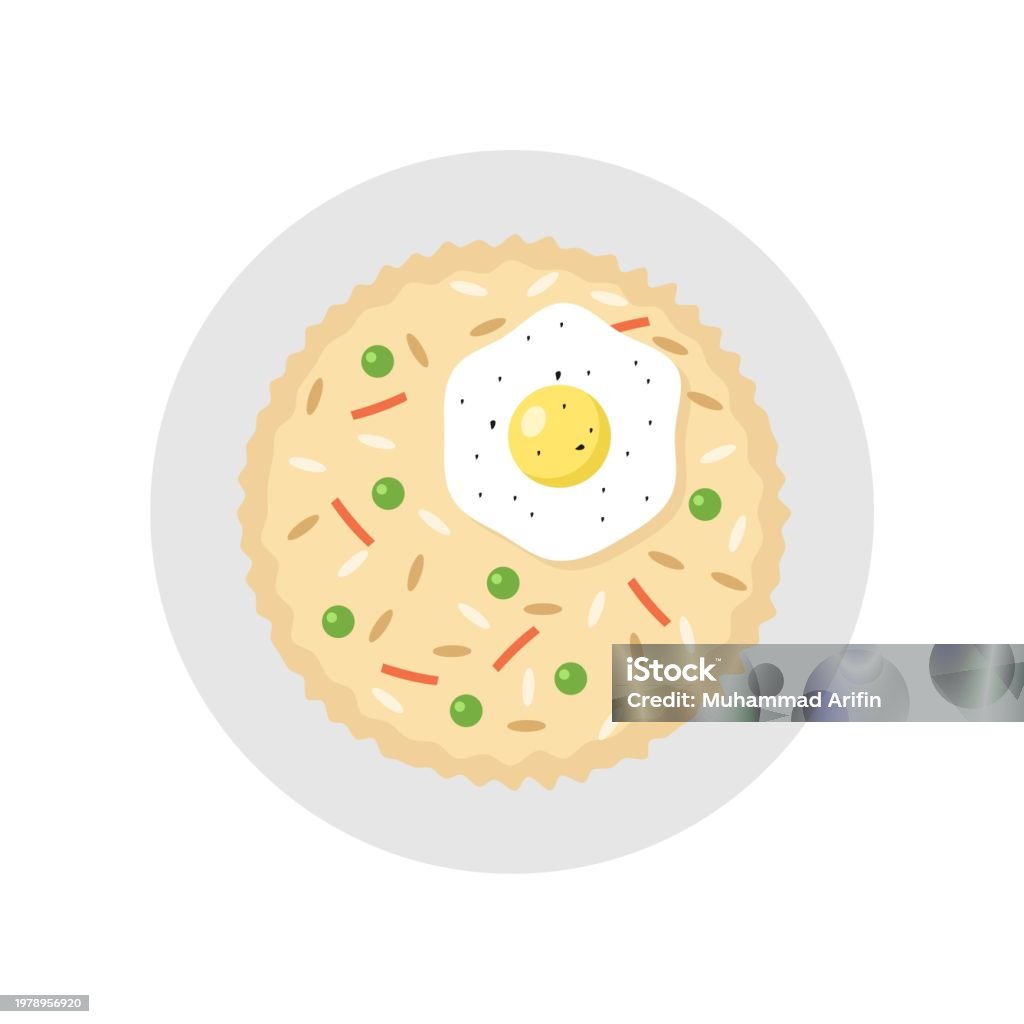 Fried Rice Small Drawing Flat Illustration Of Fried Rice Stock Illustration - Download Image Now ...