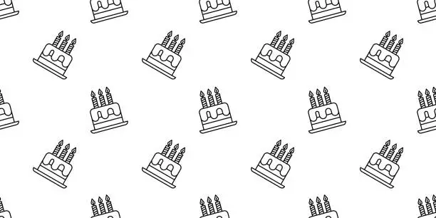 Vector illustration of Delicious cake pattern drawing in line